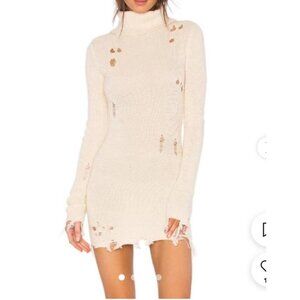 Lovers‎ + Friends Wool Keeney Distressed Turtleneck Sweater Dress Knit sz XS